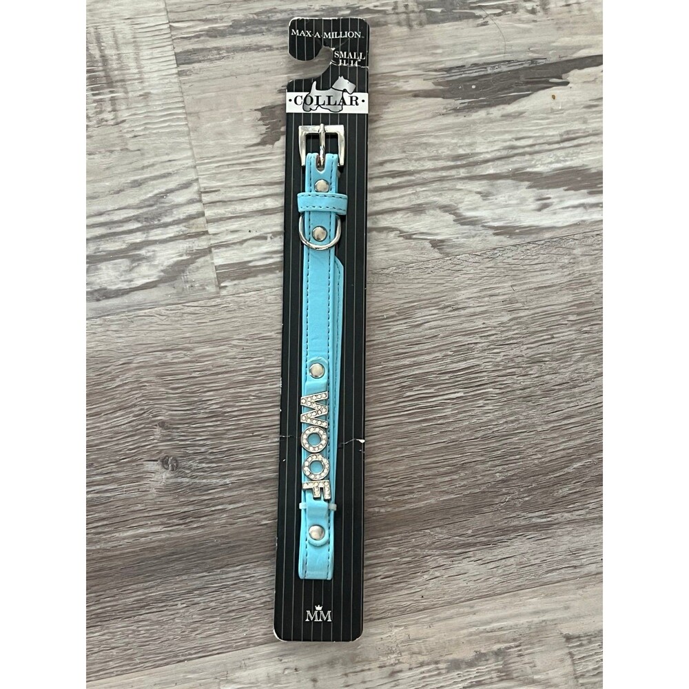 Small Dog Collar Blue with Rhinestones Bling white sparkles new
